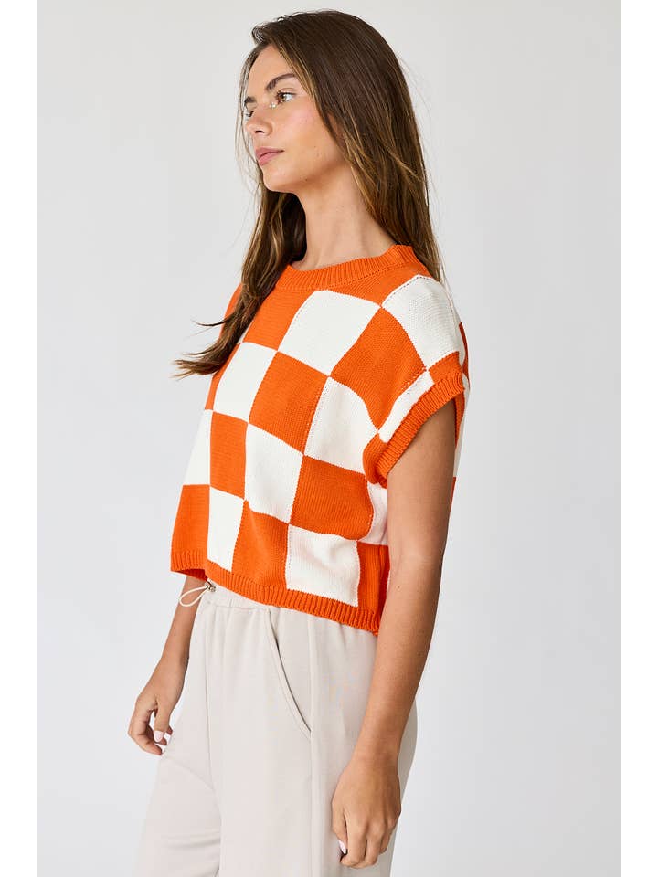 Papermoon - Vente Haut en maille – femme - PT18159 - Haut en tricot à carreaux à coupe ample Hannah1