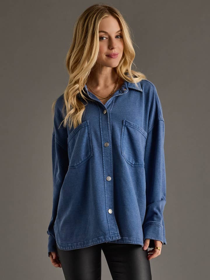 Dk. Blå Super Blød Skjorte med Knapper for engroshandel hos Panache Apparel Co.