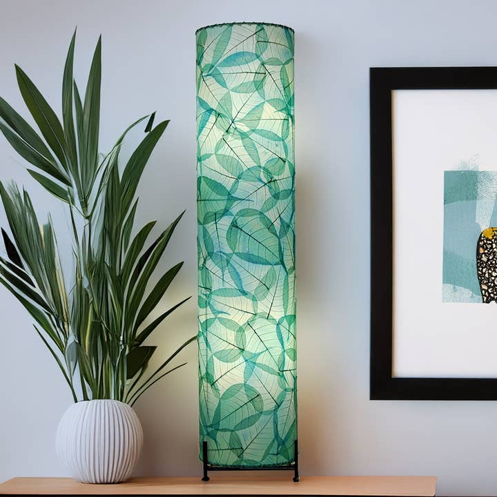 Banyan Large Lamp Sea Blue, Shade Made of Alibangbang Leaves for wholesale by Eangee Home Design