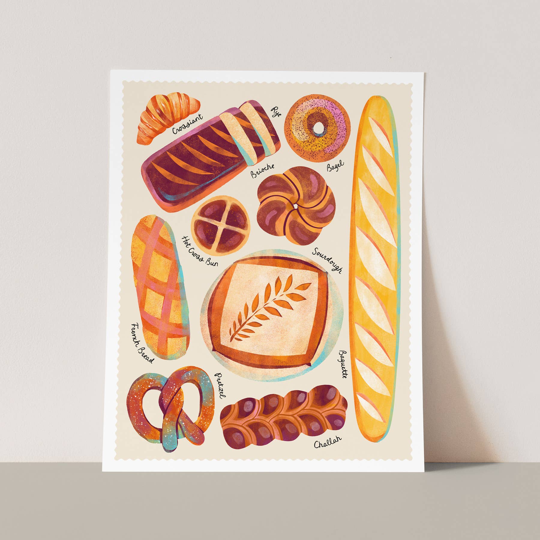 Katie Melrose Made - Wholesale Art Print - Bread Types Art Print