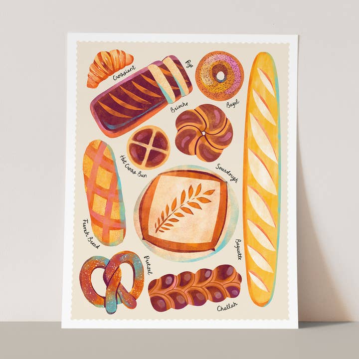 Bread Types Art Print for wholesale by Katie Melrose Made
