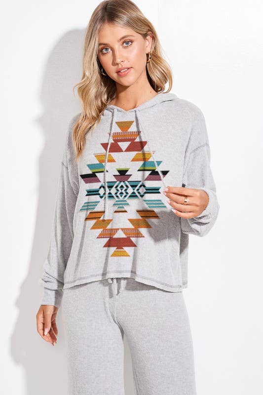 MintChoco - Wholesale Lounge Set - Women's - Aztec print rib loungewear set p2