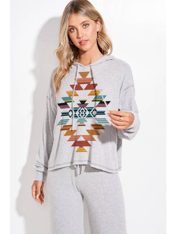 MintChoco - Wholesale Lounge Set - Women's - Aztec print rib loungewear set p2