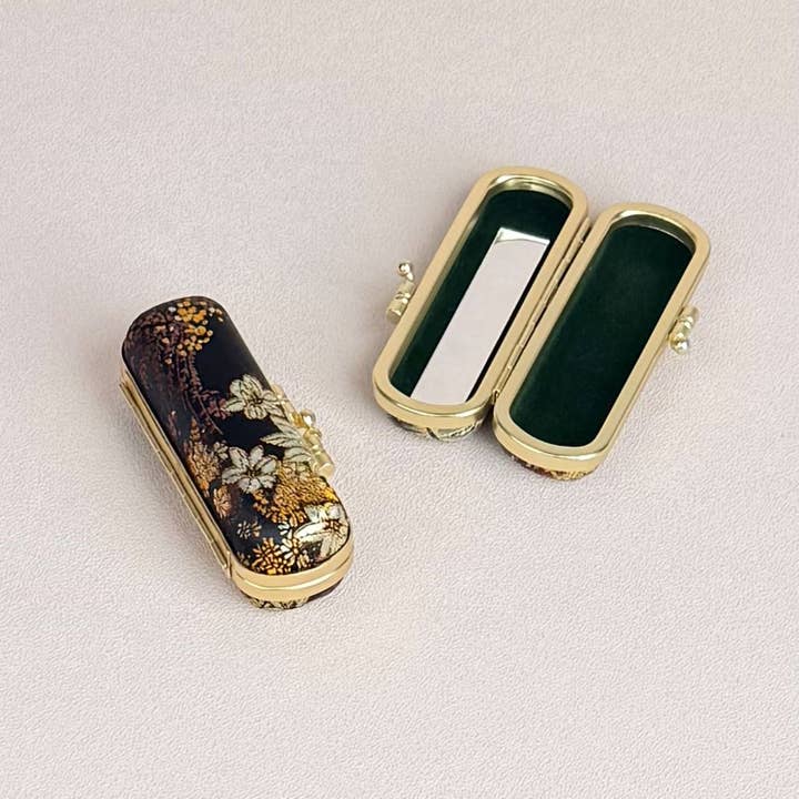 Cathayana - Wholesale Lip Balm Case/Holder - Small Floral Brocade Lipstick Case with Mirror6