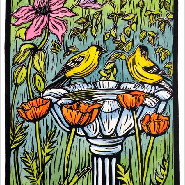 Pomegranate - Wholesale Birthday Card - Molly Hashimoto: Goldfinches Birthday Card