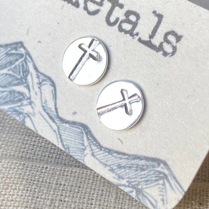 Brincos cruzados//Prata ou ouro//Studs or Dangles por atacado de AOS Metals