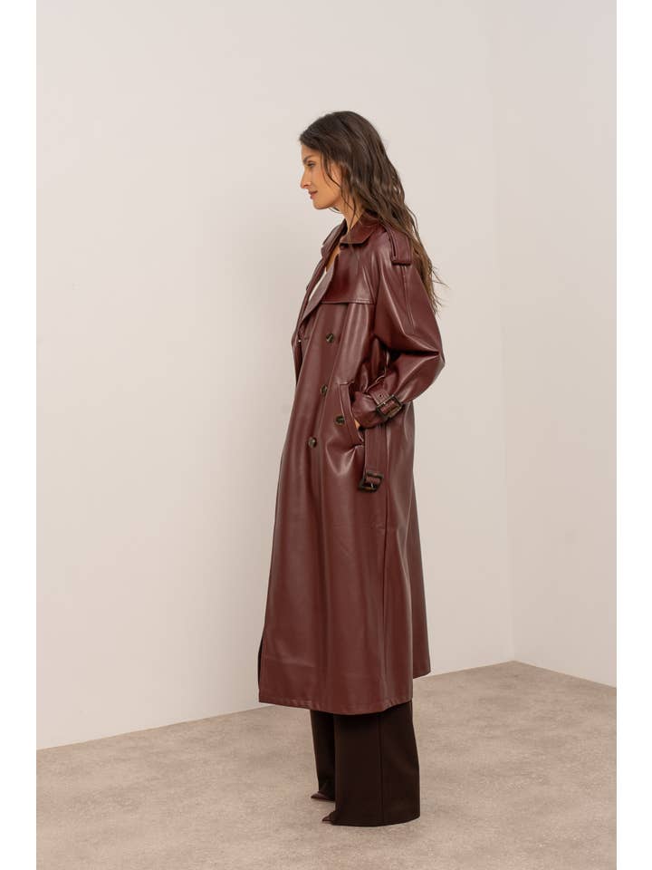 Attentif Paris - Wholesale Trench Coat - Women's - Long vegan leather trench coat15