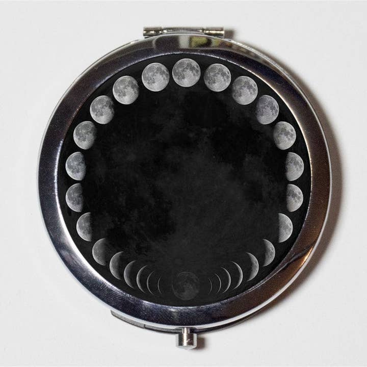 FringePop - Wholesale Compact Mirror - Moon Phases Compact Mirror - Celestial Outerpace - Make Up Pocket Mirror for Cosmetics