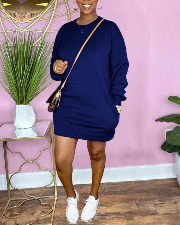 Flarix - Wholesale Blouse - Women's - new long sleeve pocket detail sweatshirt dress2