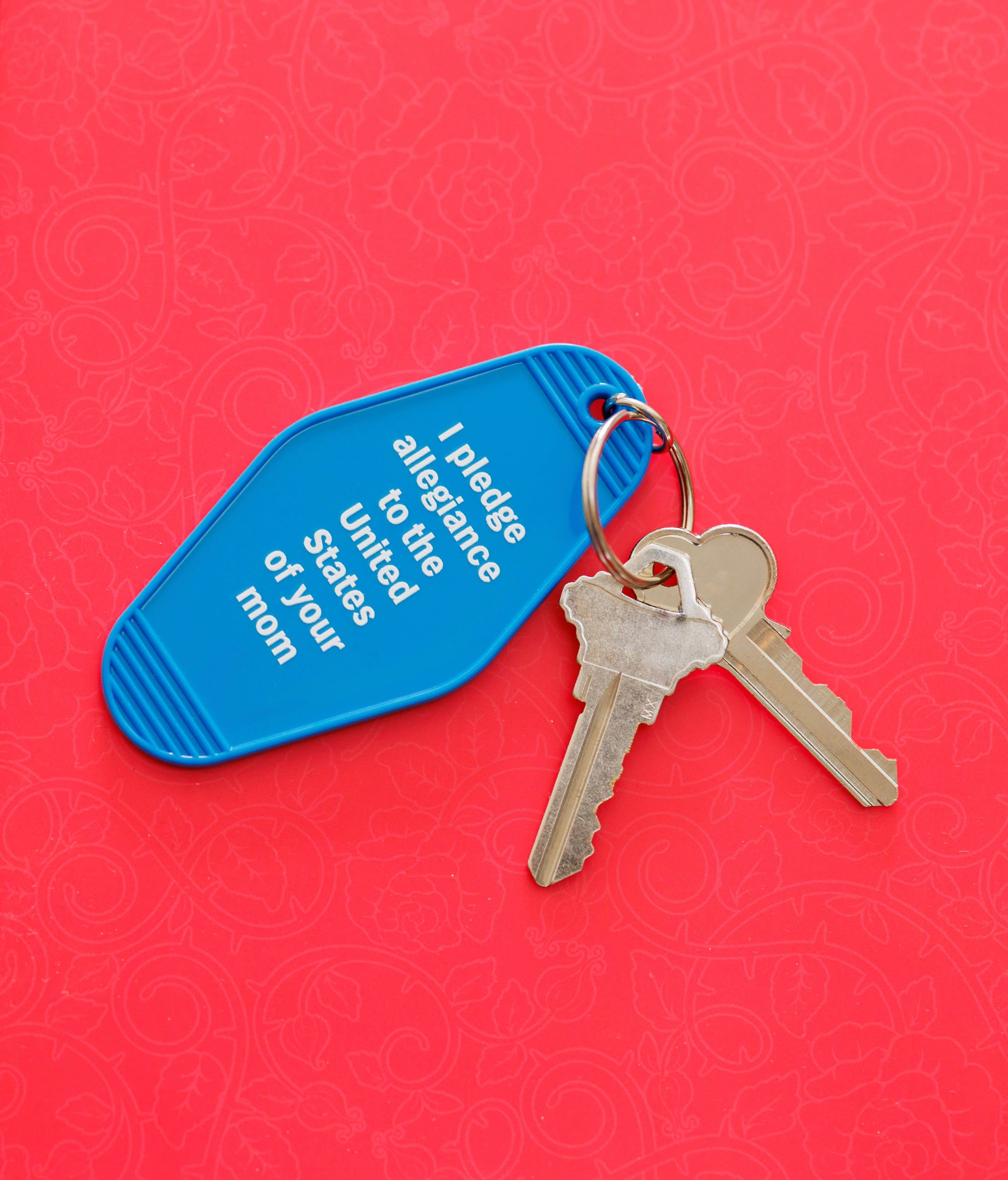 GetBullish - Wholesale Keychain - Women's - I Pledge Allegiance to Your Mom Motel Keychain in Blue1