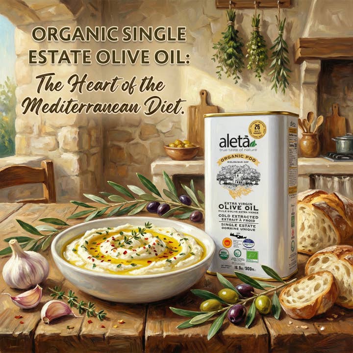 ELLORA FARMS - Wholesale Olive Oil - Aleta Organic Single Estate PDO Extra Virgin Olive Oil, 1 LT6