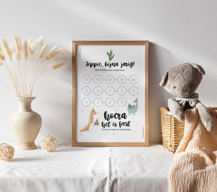 NynkeOntwerpt - Vente Calendrier - Enfant et bébé - Calendrier décompte A4 | Anniversaire garçon