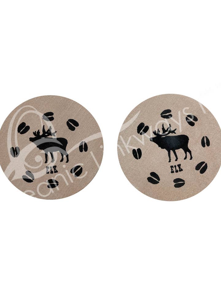 (PC)COASTER - SANDSTONE ELK 10 CM D X 1 CM T for wholesale by Oceanic Linkways Inc