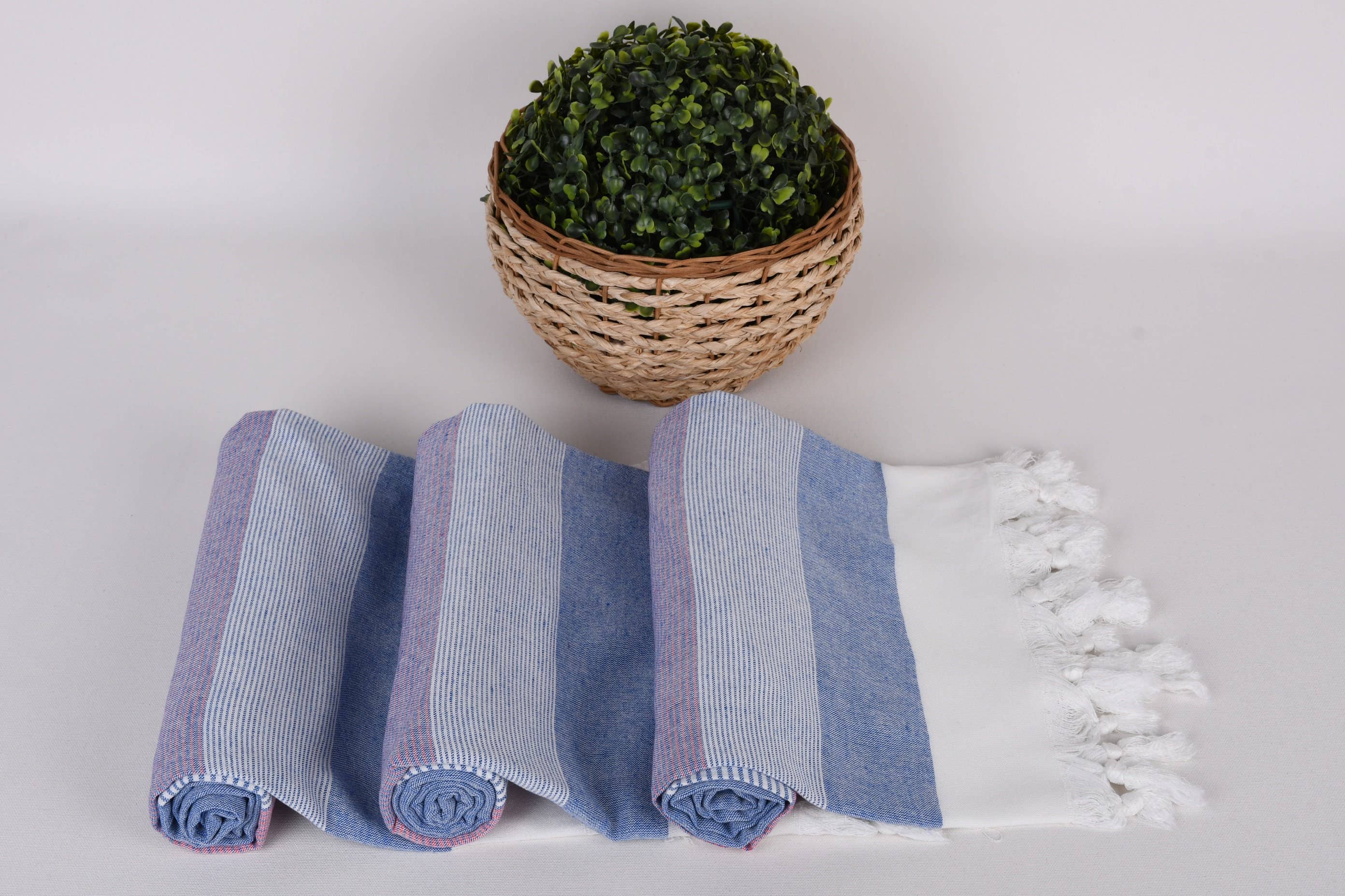 Organic Turkish Towels – wholesale Beach towel – Organic Cotton Towels, Navy Blue-Red Striped Peshtemal8