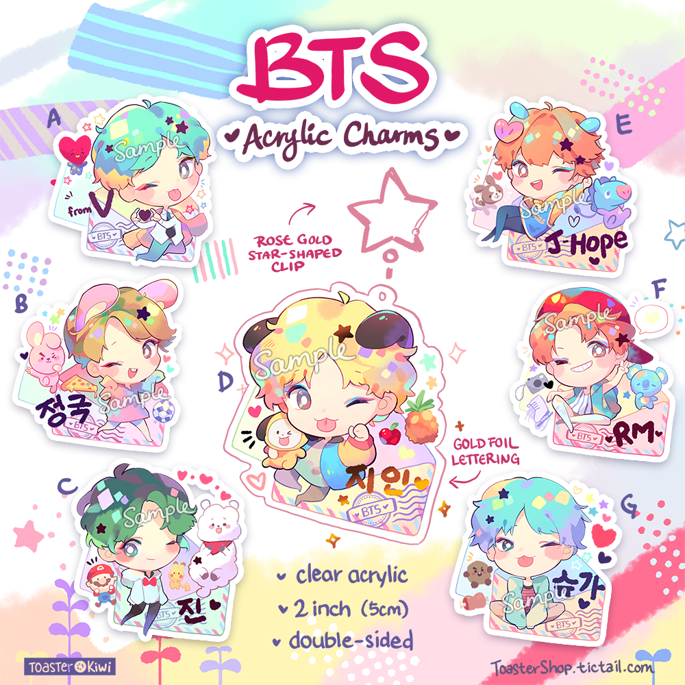 ToasterKiwi – wholesale Keychain – Unisex – BTS Charms (2 inch clear acrylic)2