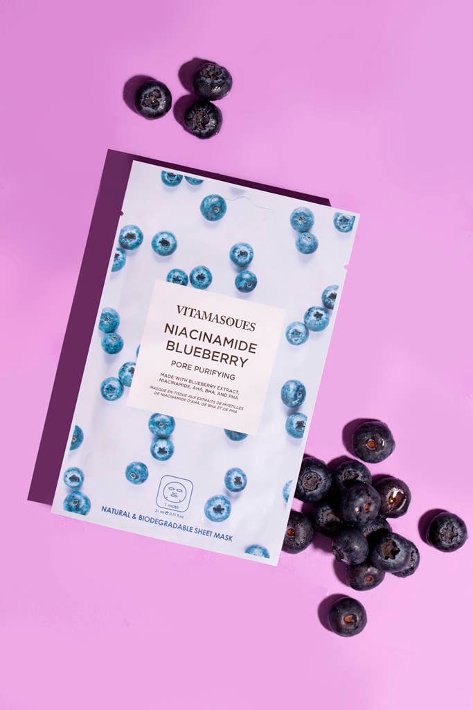 Vitamasques US - Wholesale Skincare Face Mask - Niacinamide Blueberry Face Sheet Mask4