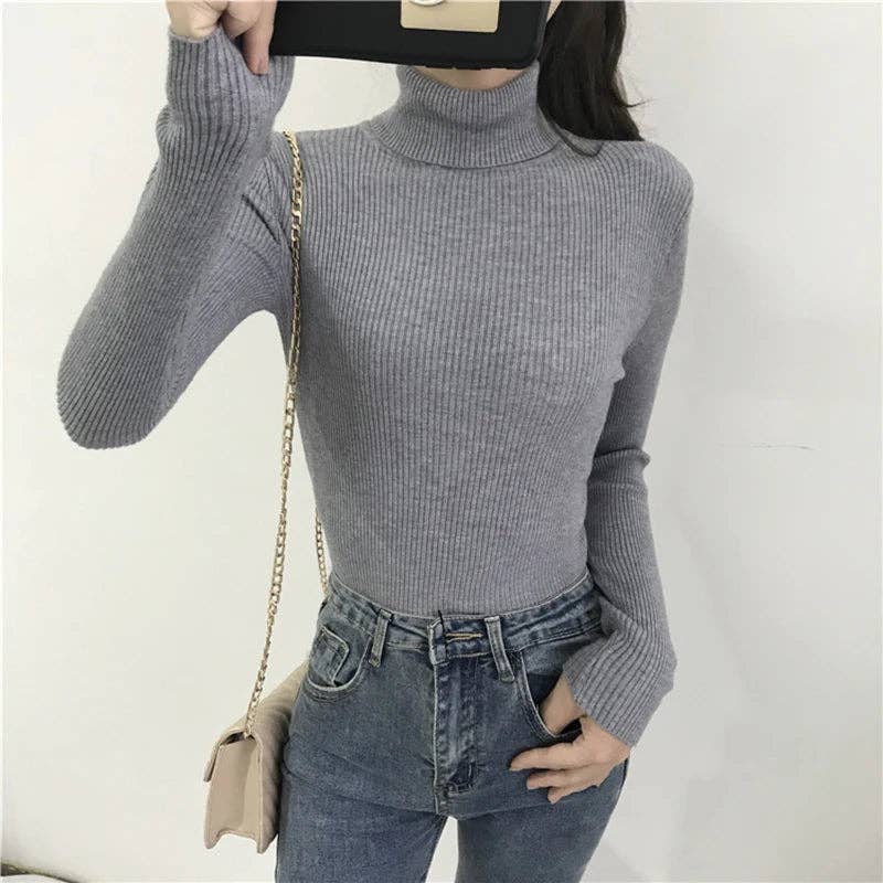 Blak Wardrob - Wholesale Knitted jumper – Women′s - Turtleneck Women Korean Sweater37