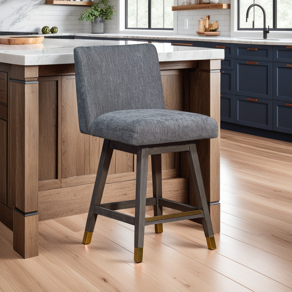 Armen Living - Wholesale Stool - Isabella Modern Upholstered Wood Swivel Barstool78