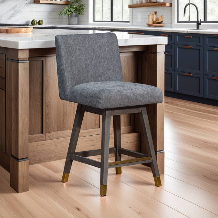 Armen Living - Wholesale Stool - Isabella Modern Upholstered Wood Swivel Barstool78