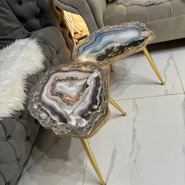SamshineDesign - Wholesale Coffee Table - 2 Handmade Nesting table Large Epoxy art Geode coffee/side (4