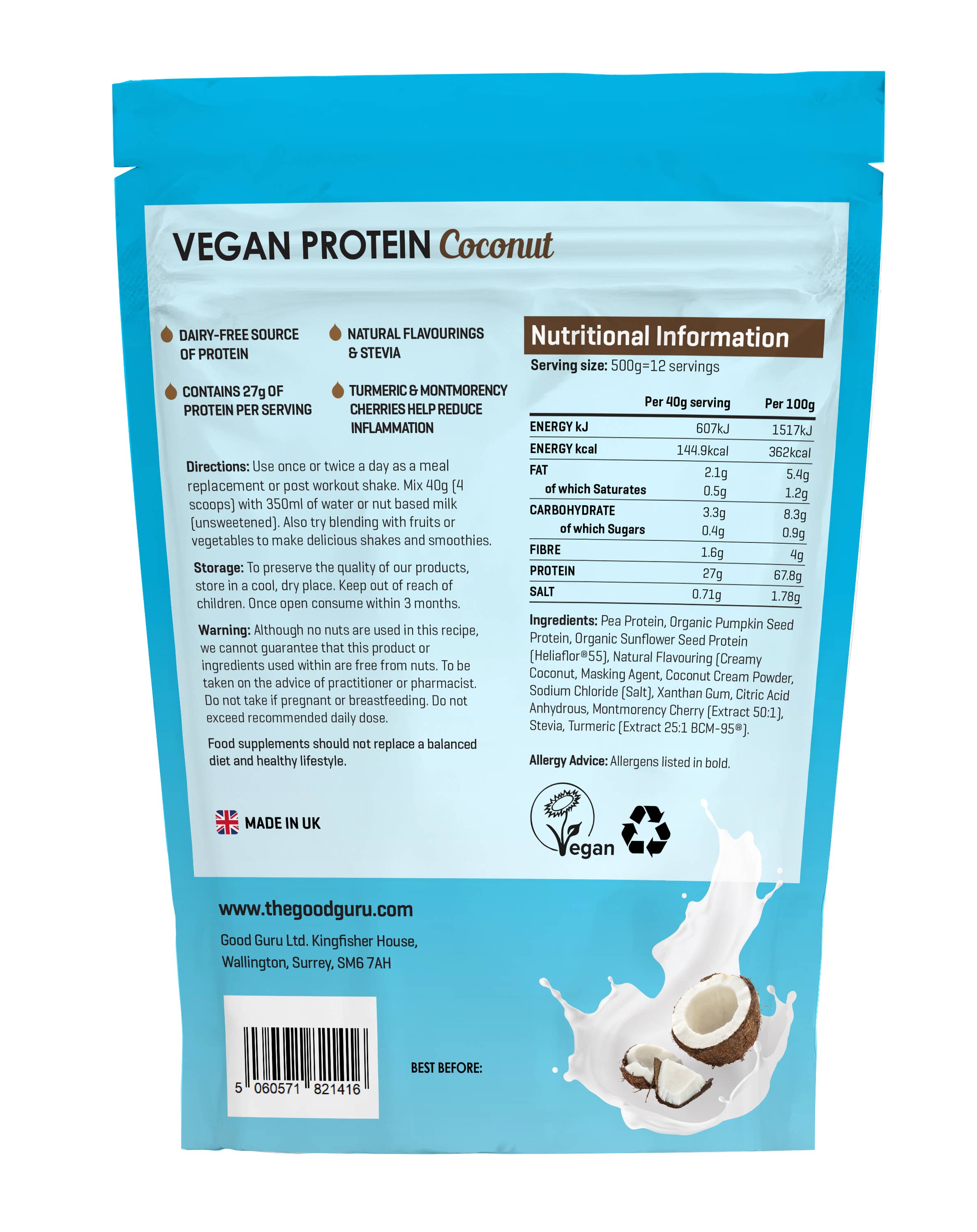 The Good Guru – wholesale Protein/superfood powder – Vegan Protein Powder Coconut1