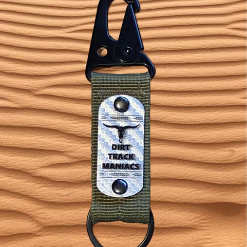 Belt Loop Key Ring Featuring Dirt Track Maniacs and Longhorn Graphics for wholesale by DK Designs