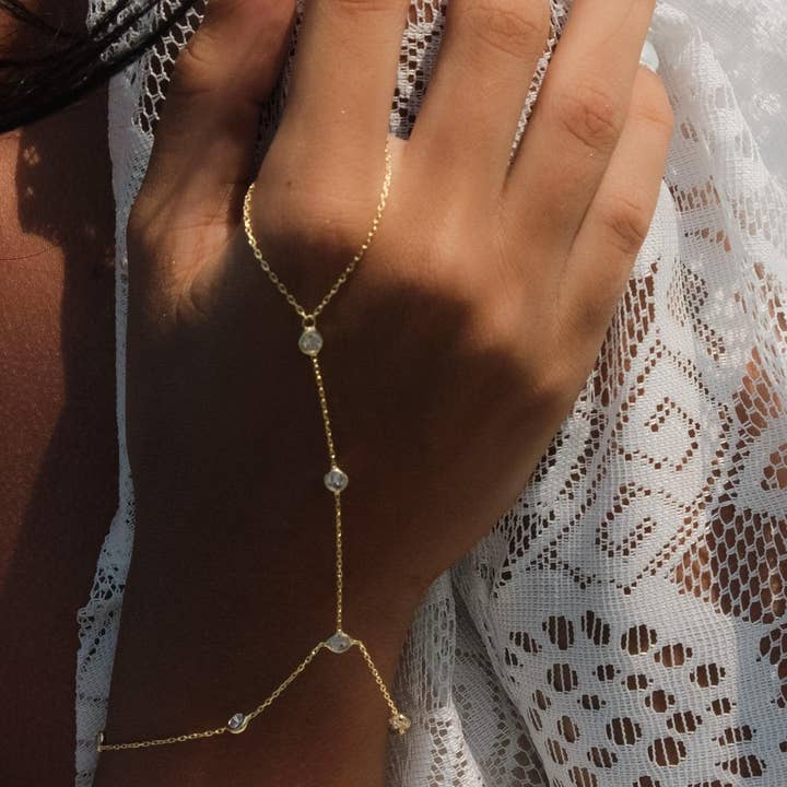 Selen Jewels – Pulseira de elo e corrente por atacado – Pulseira de Mão com Diamante em Bezel3