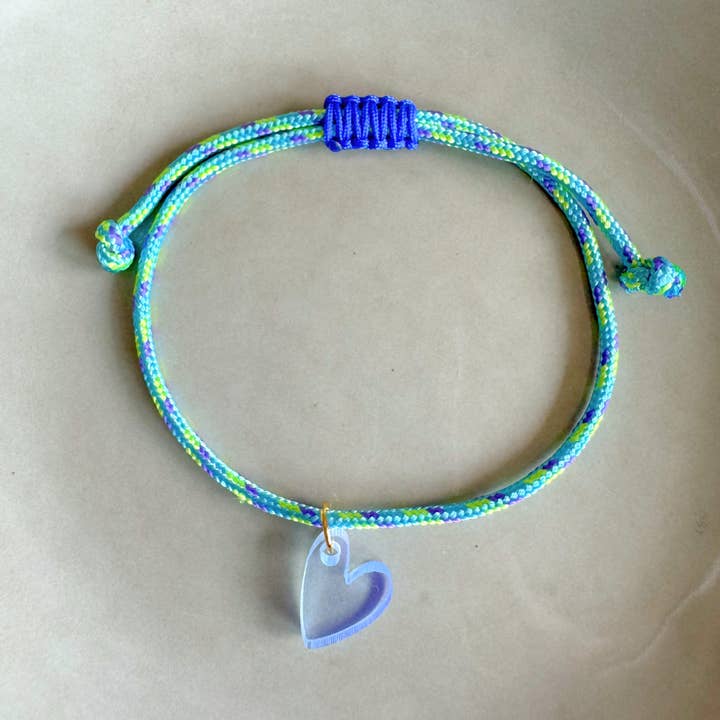 Bracelet Lume Charms | Heart Neon Blue for wholesale by vanMauZ
