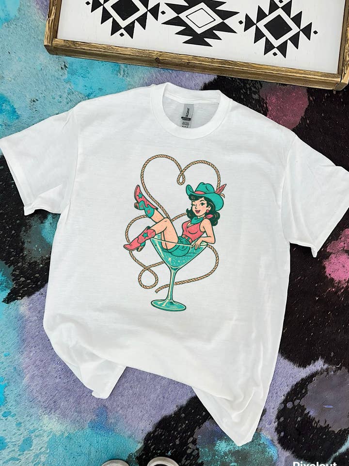 Cowgirl Martini Tee or Crewneck for wholesale by Gunpowder and Glam Boutique