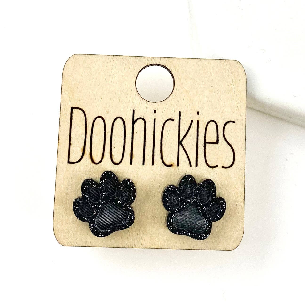 Doohickies - Wholesale Stud/Post Earrings - 13mm School Spirit Glitter Paw Studs - Custom Spirit Earrings - 9 Color Options9