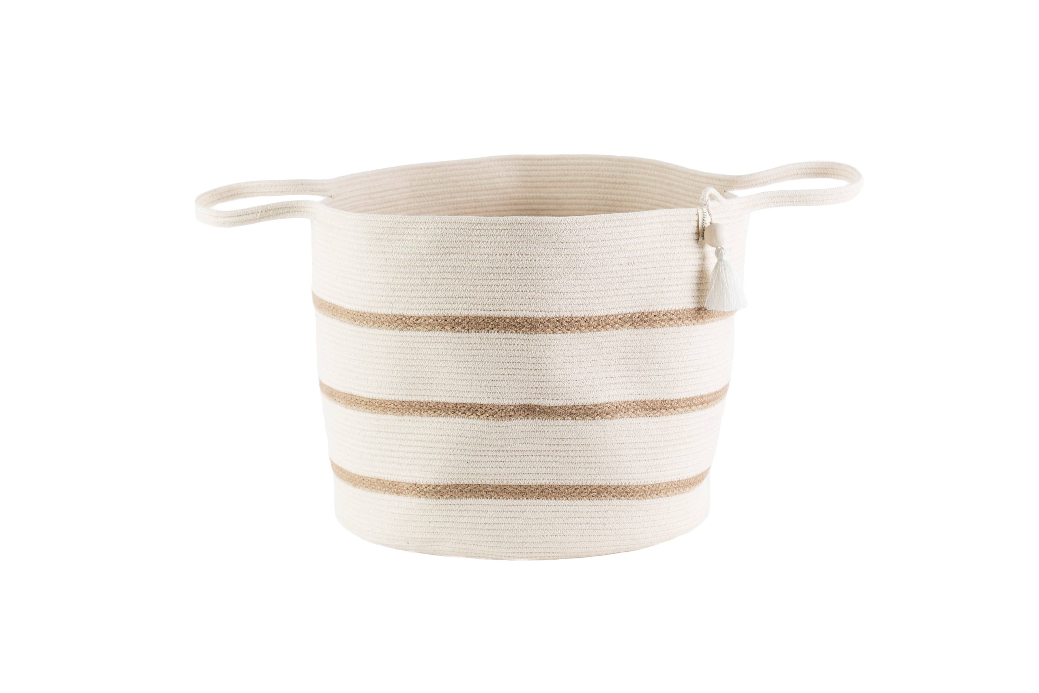 Mia Mélange - Vendita all'ingrosso Cestini - Cestino da pavimento - Avorio con strisce di iuta (nappa)0
