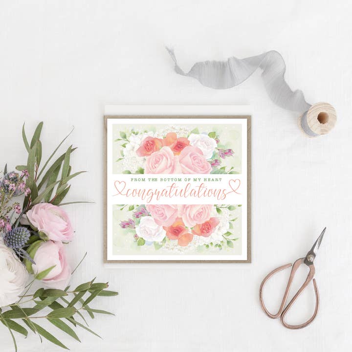 Rosenheart - Wholesale Congratulations Card - Calligraphy with Flowers Congratulations Card2