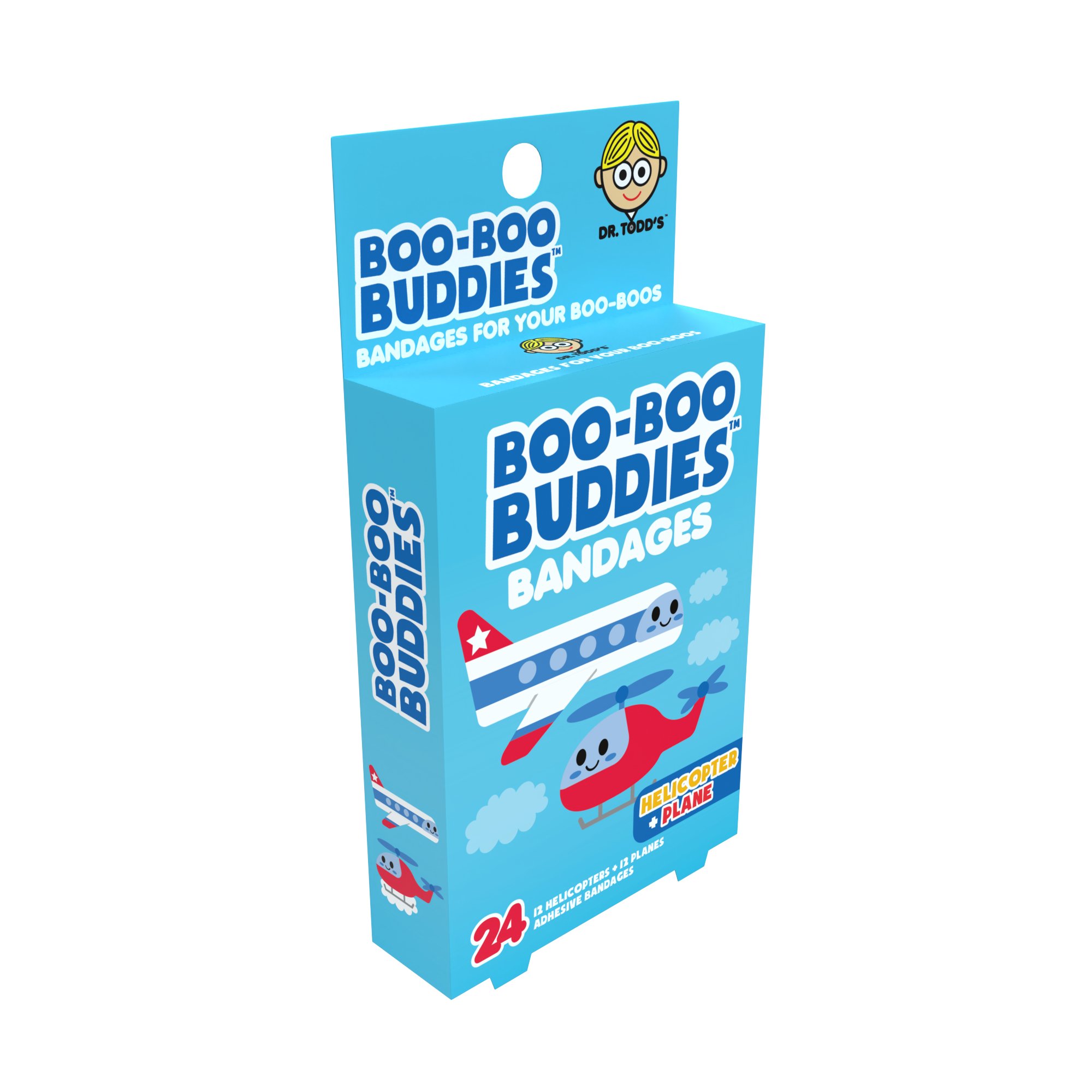 Boo Boo Buddies - Vente Pansement/bandage - Pansements pour enfants – Hélicoptère + Avion (24 unités, sans latex)5