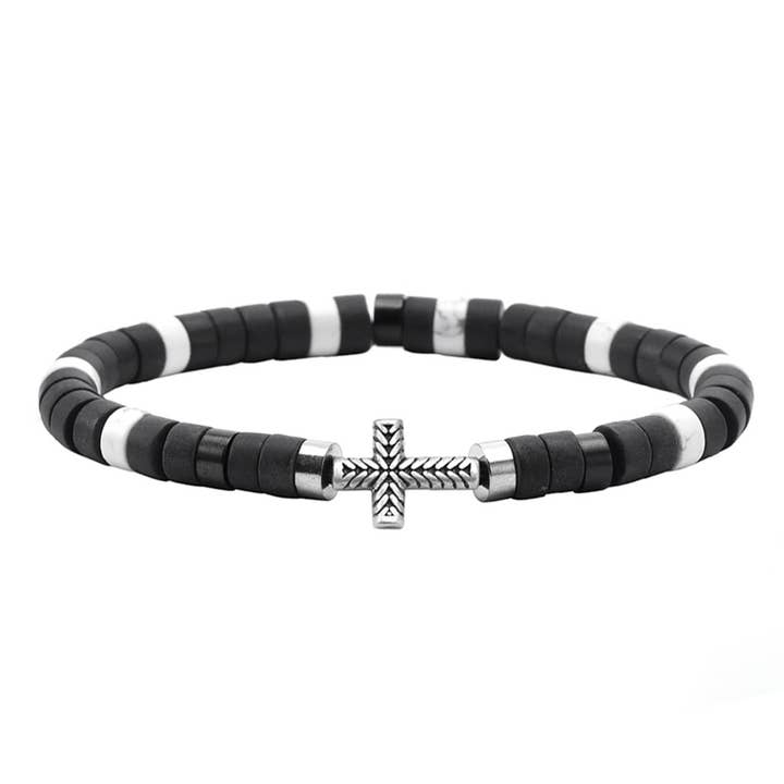 Pulseira de pérolas de pedras naturais preta e turquesa por atacado de SIXTY STONES