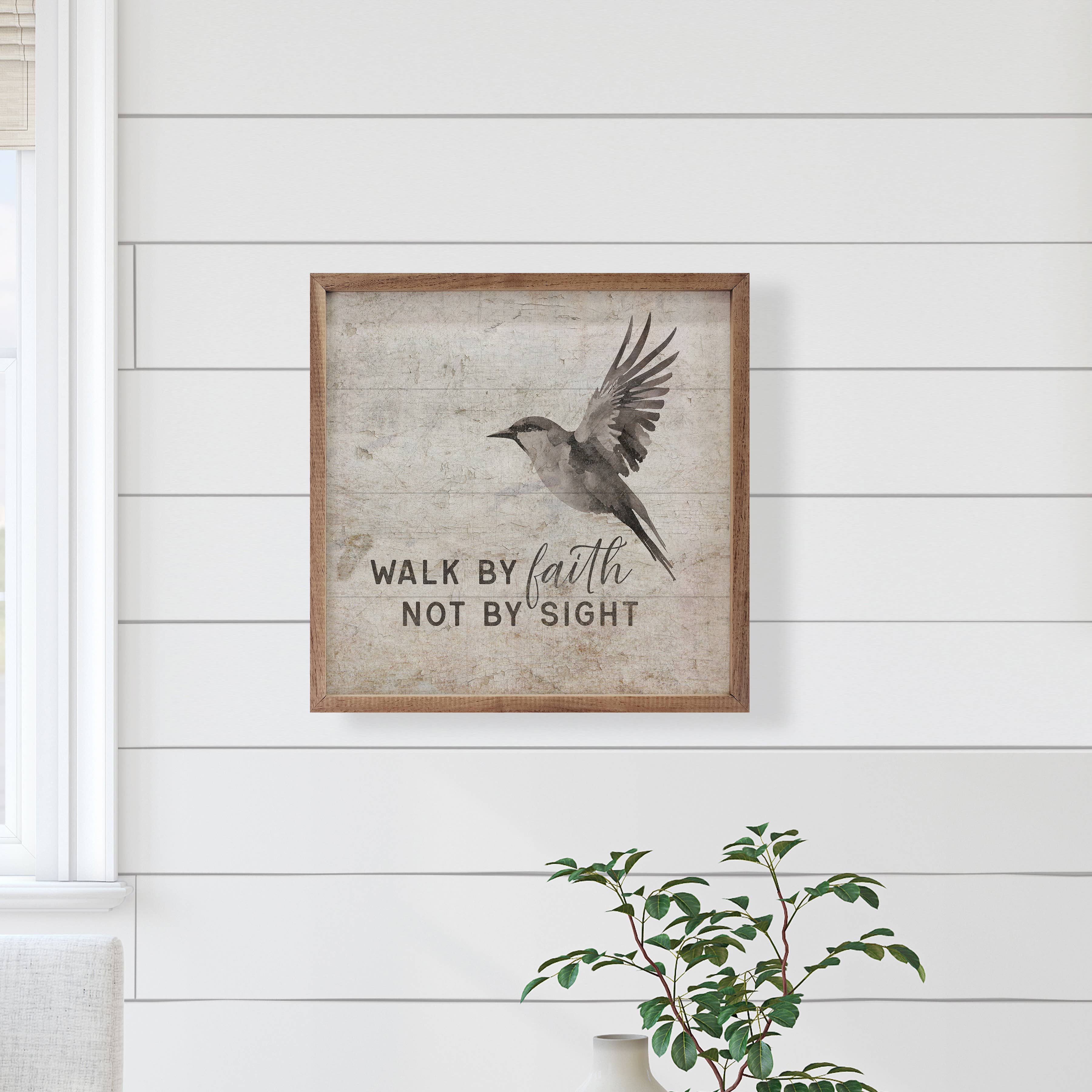 Kendrick Home - Wholesale Sign - Walk By Faith Not By Sight Bird White2