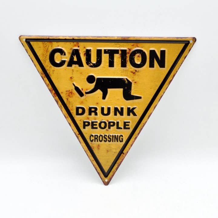 Berusede mennesker, der krydser advarselsskilt - 13*12 I for engroshandel hos inVintage