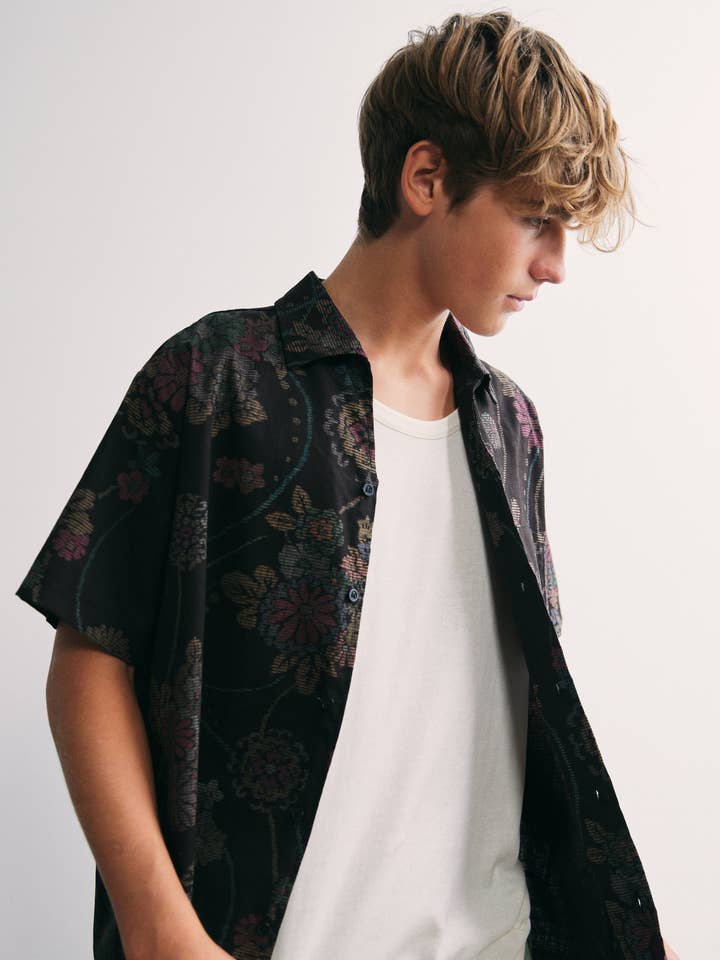 Louie Shirt in Black Floral for wholesale by Riverside Tool & Dye