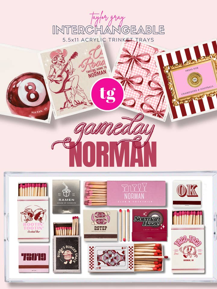 5.5x11 GAMEDAY NORMAN trinket tray insert set of 5 for wholesale by TAYLOR GRAY