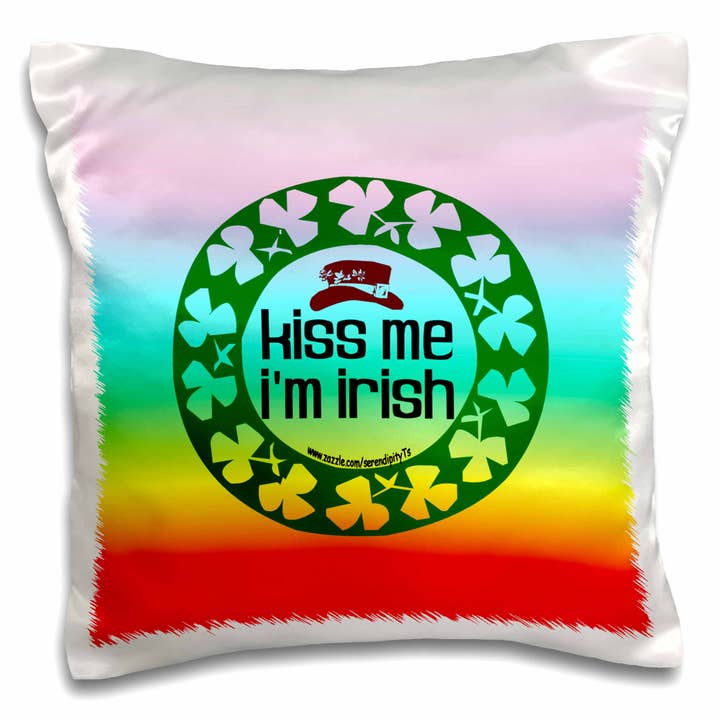 3dRose, Küss mich, ich bin Irisch auf Regenbogen, Kissenbezug für den Großhandel von 3dRose