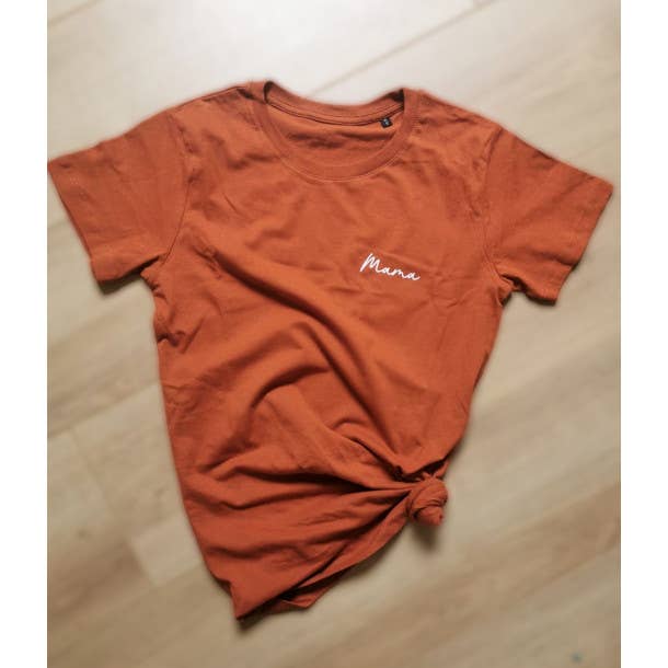 Jolie bibi & son mini - Venta al por mayor Camiseta serigrafiada - Mujer - Camiseta 'Mama' color terracota de manga corta1