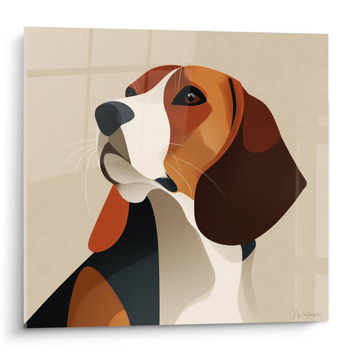 Tableau Beagle Tricolore Géométrique - Portrait Canin Contemporain - Edition Tableau Beagle pour la vente par Walensky