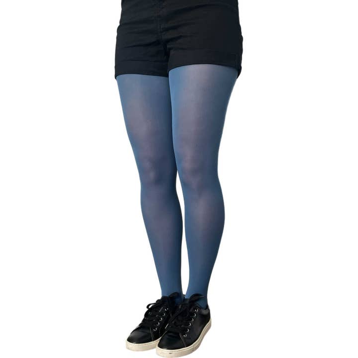 Malka Chic – wholesale Tights – Women's – Blue Denim Opaque Tights Plus Size for Women