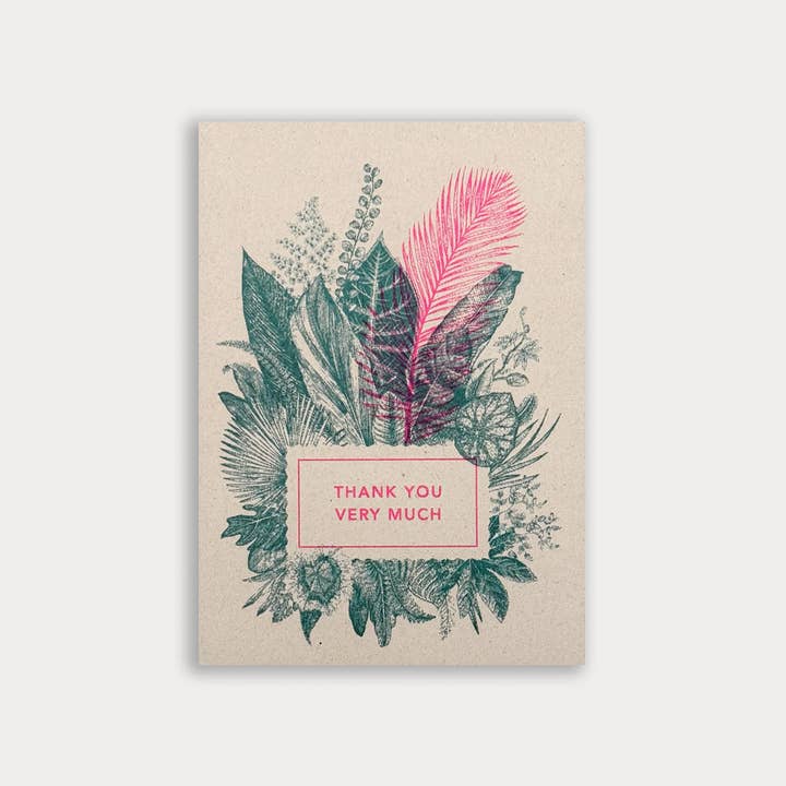 Togethery - Vendita all'ingrosso Cartoline - Cartolina / Erbe / Grazie mille / Rosa + Teal / Carta ecologica