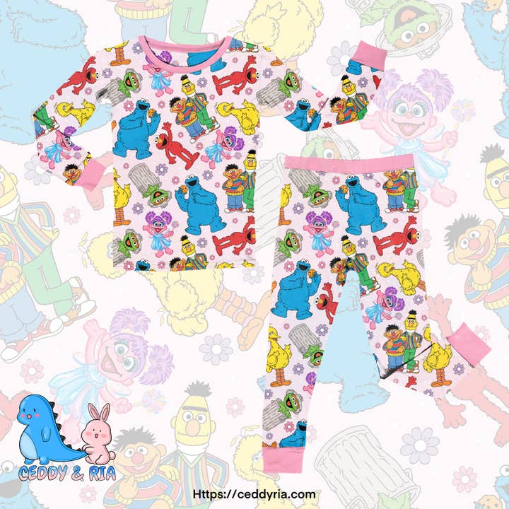 Conjunto de pijama de 2 piezas de bambú para niña Fuzzy Friends para venta al por mayor de CEDDY & RIA