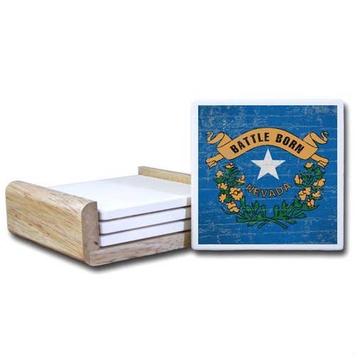 C1692- Nevada State Flag Coaster (Sets of Twelve) for wholesale by Paint The Town