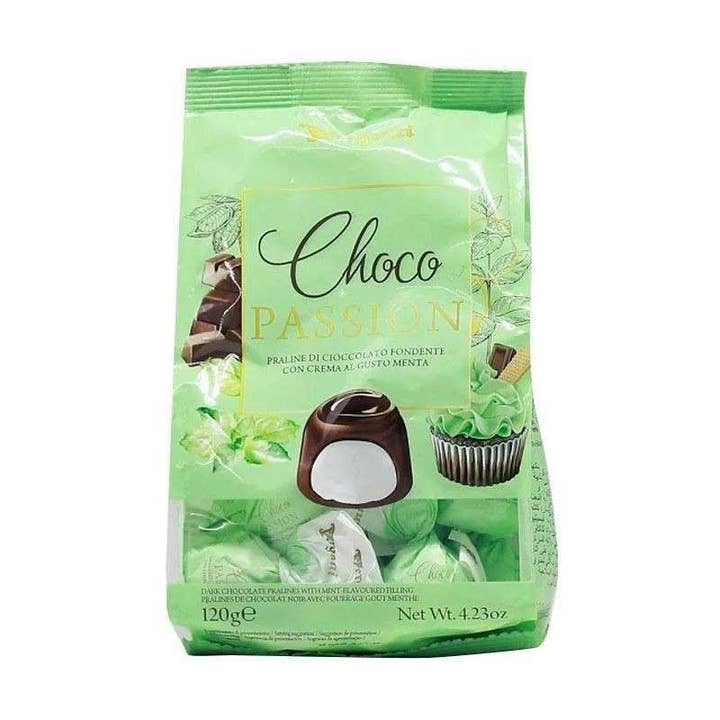 Global Bite Co - Wholesale Chocolate Covered Sweets - Vergani Choco Passion Dark Chocolate Pralines w/ Mint 120g (Italy)