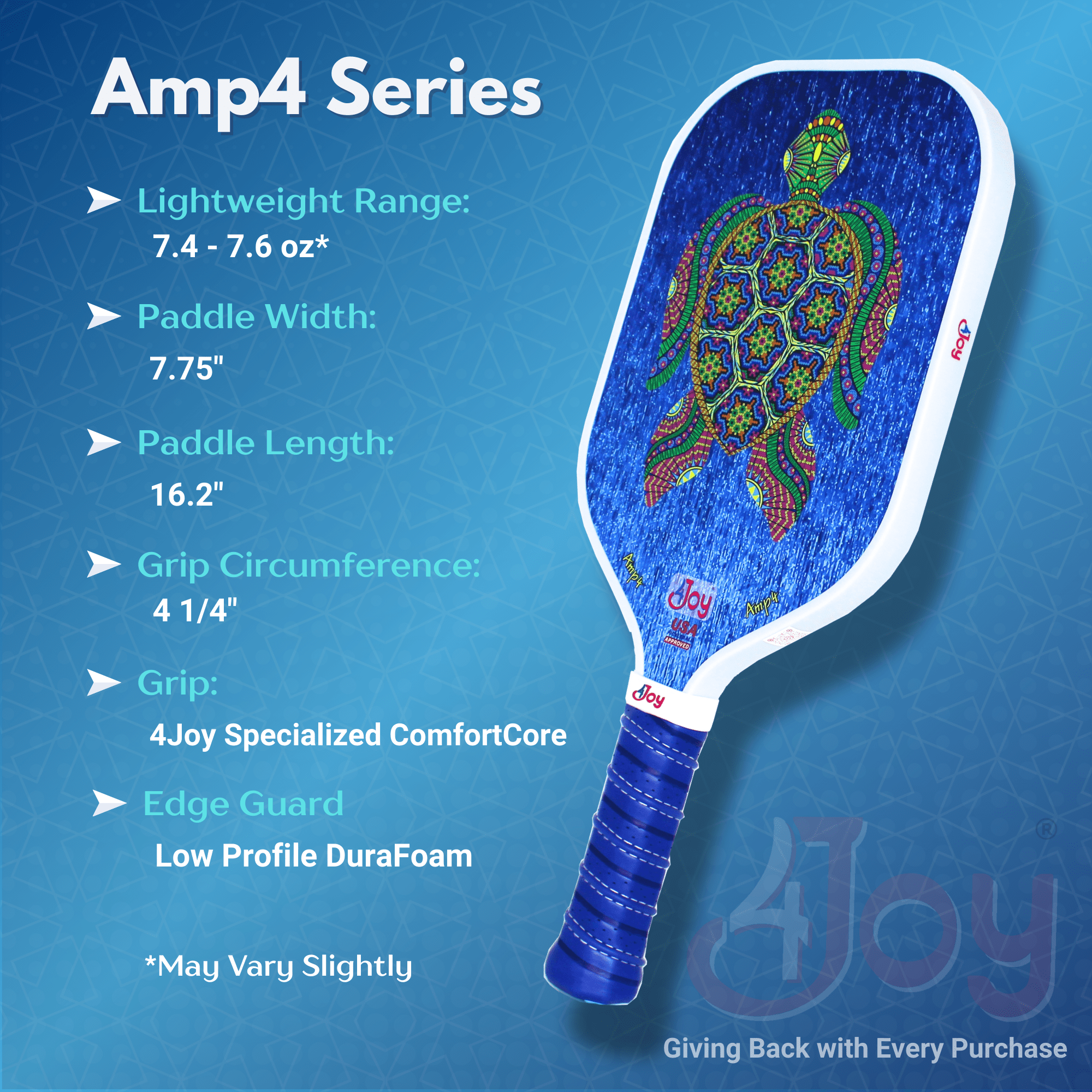 4JoyPaddles - Wholesale Sporting Accessories - AMP4 Series Turtle Design Pickleball Paddle3