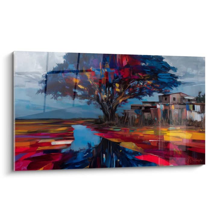 Tableau Arbre Gardien du village - édition paysage africain pour la vente par Walensky