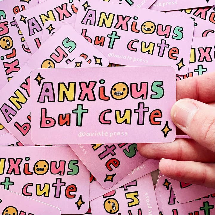 Ängstlich, aber süß lustiger dekorativer Aufkleber für den Großhandel von Aviate Press
