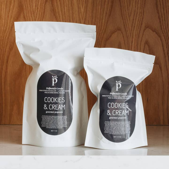 Cookies & Cream Popcorn for wholesale by Popnotch Goods